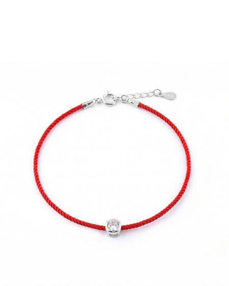 925 Sterling Silver Zircon Red String Bracelet - Adjustable Luck Bracelet for Women