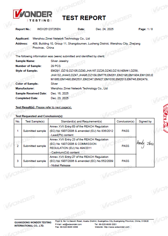 REACH Test Report — Wonder Testing, Dec 2025